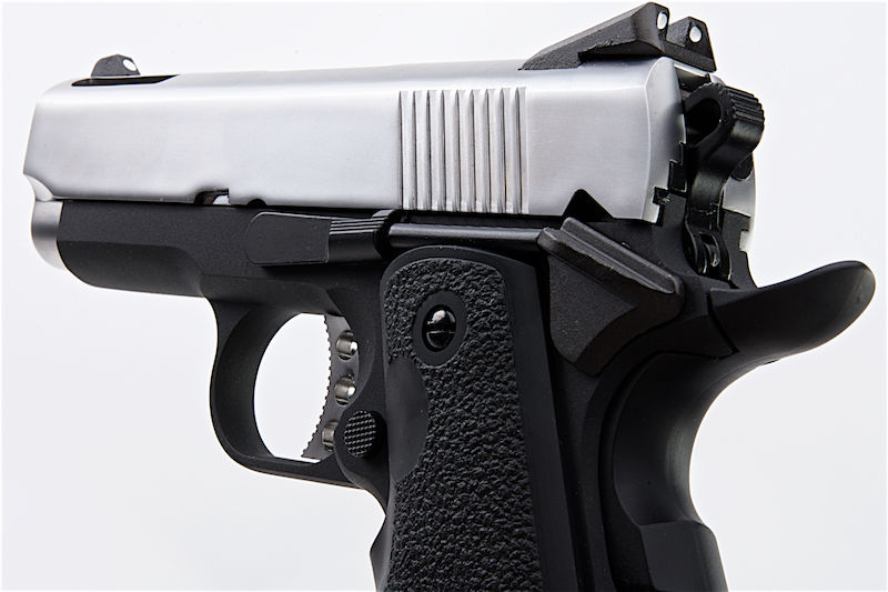 1911 .45 ACP Officer Size NE10 Series Aluminum Slide GBB Black Frame & Silver Slide by Armorer Works Customs