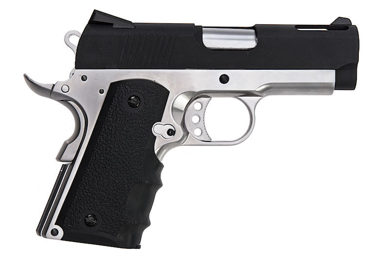 1911 .45 ACP Officer Size NE10 Series Aluminum Slide GBB Silver Frame & Black Slide by Armorer Works Customs