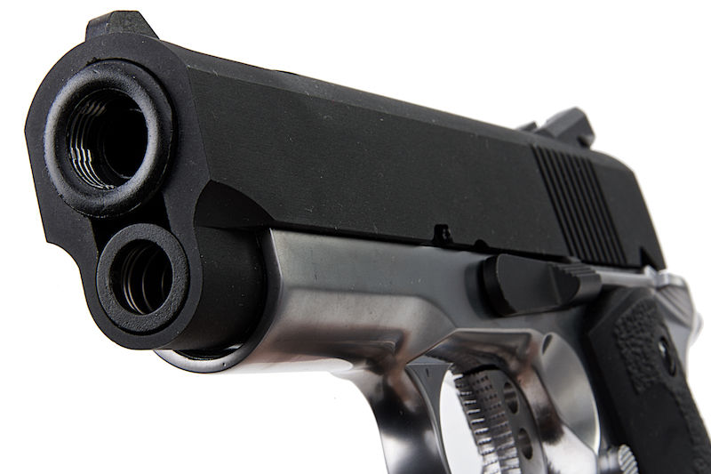 1911 .45 ACP Officer Size NE10 Series Aluminum Slide GBB Silver Frame & Black Slide by Armorer Works Customs