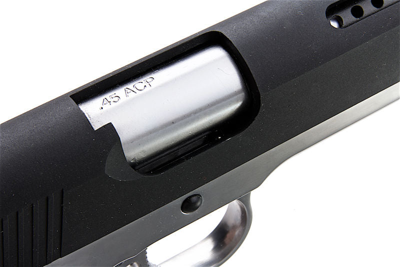 1911 .45 ACP Officer Size NE10 Series Aluminum Slide GBB Silver Frame & Black Slide by Armorer Works Customs