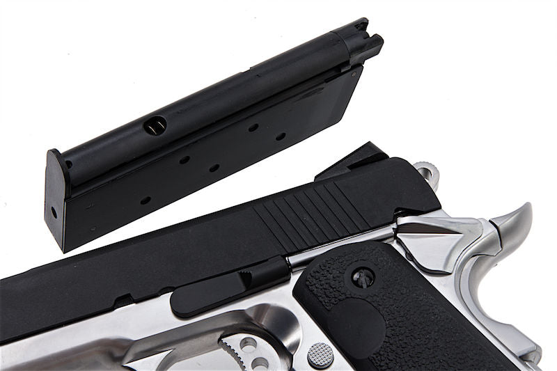 1911 .45 ACP Officer Size NE10 Series Aluminum Slide GBB Silver Frame & Black Slide by Armorer Works Customs