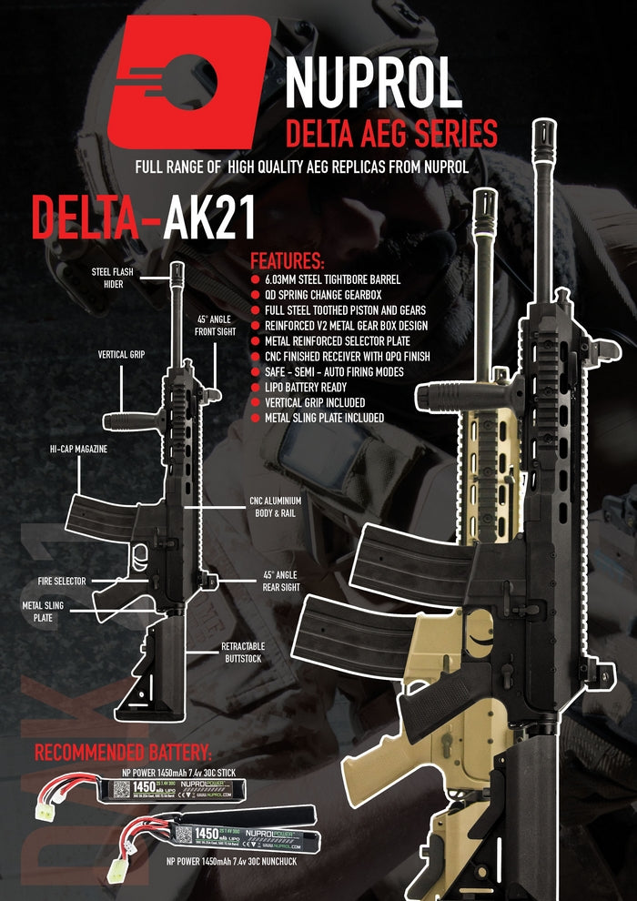 Delta AK21 Tan Full Metal AEG by Nuprol