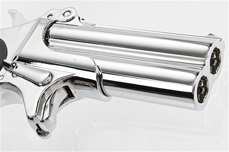 Derringer "Silver - Chrome" Full Metal Double Barrel 6mm. GNB by Maxtact