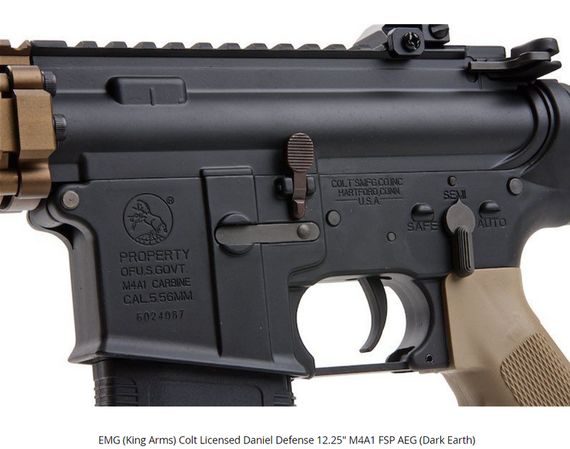 EMG > King Arms M4A1 FSP 12.25" Colt & Daniel Defense Fully Licensed DE Dark Earth by King Arms > EMG