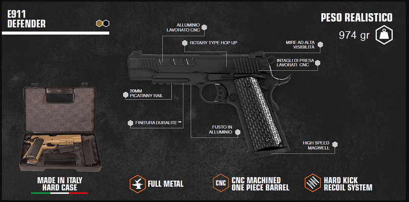 Evolution 1911 E911 DEFENDER Tan Gbb Gas Blow Back Pistol by Evolution Airsoft