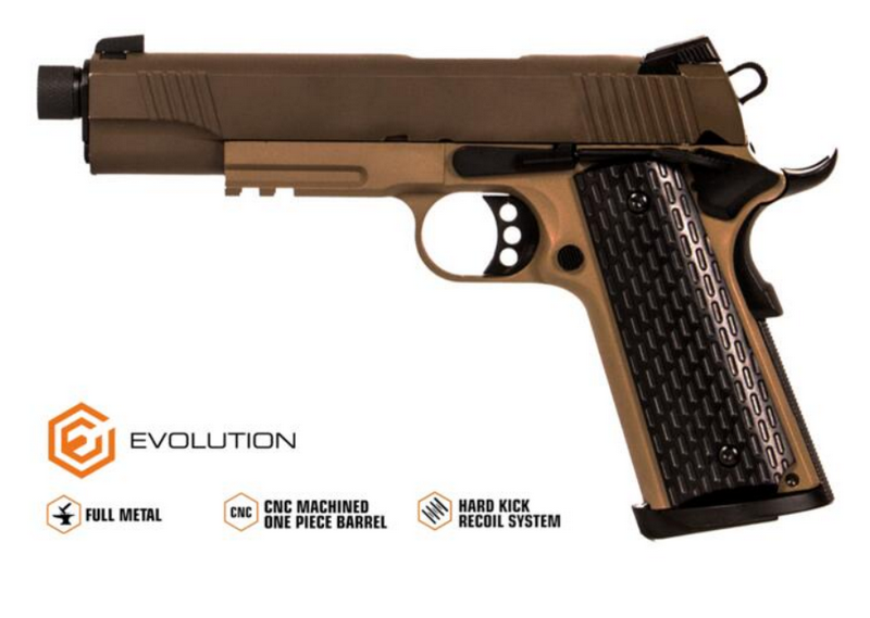 Evolution 1911 "Novak" E911 Special Operations Tan GBB Gas Blow Back Pistol by Evolution Airsoft