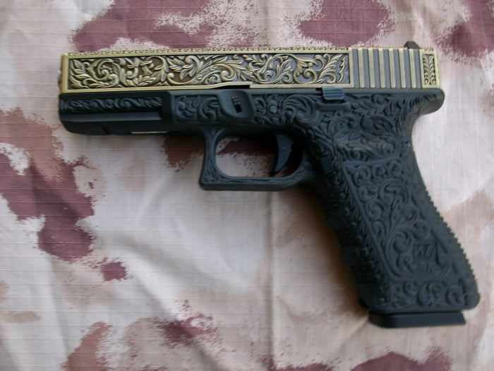 G17 - S17 Floral Pattern Ivory GBB Metal Slide by We