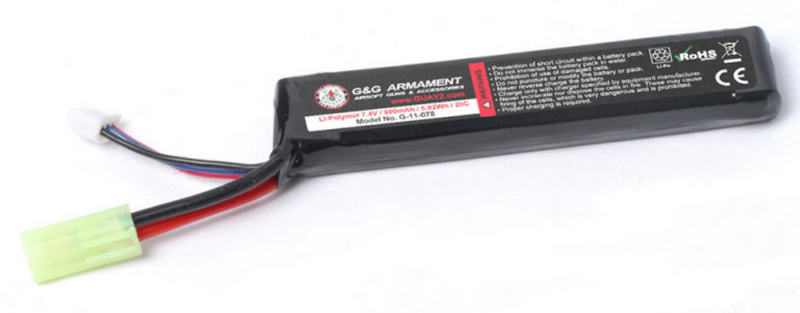 G&G 7.4v 800mAh Li-Po Battery M4 Stock Tube G-11-078 by G&G