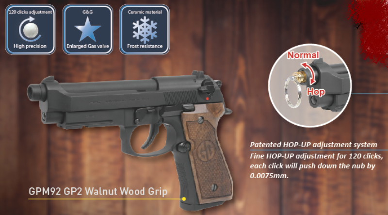 G&G M9A3 Type GPM92 GP2 Walnut Guancette in Legno GAS-M92-GP2-WBB-ECM by G&G