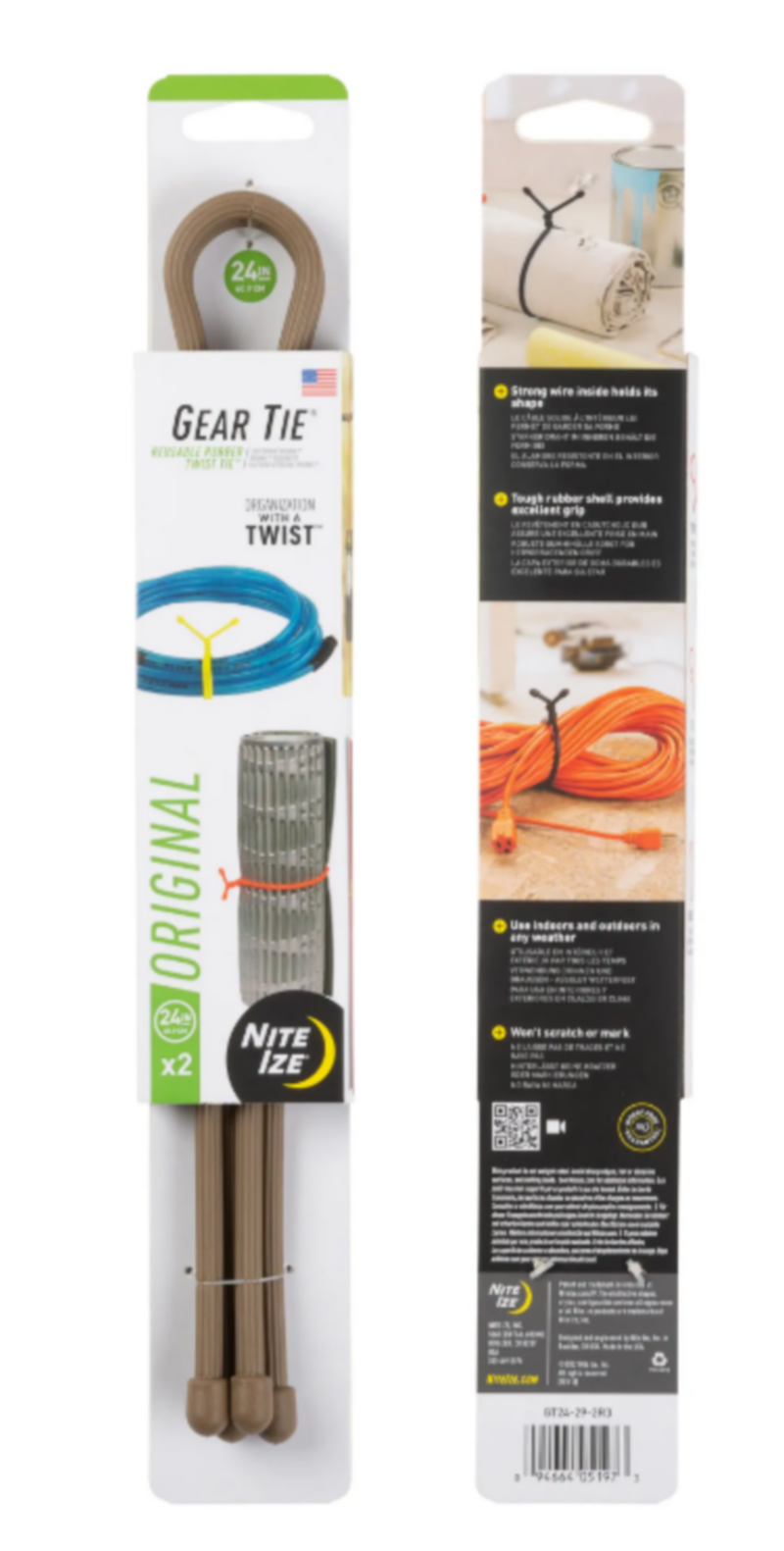 Gear Tie Coyote Original Reusable Rubber Twist Tie 32" by Nite Ize