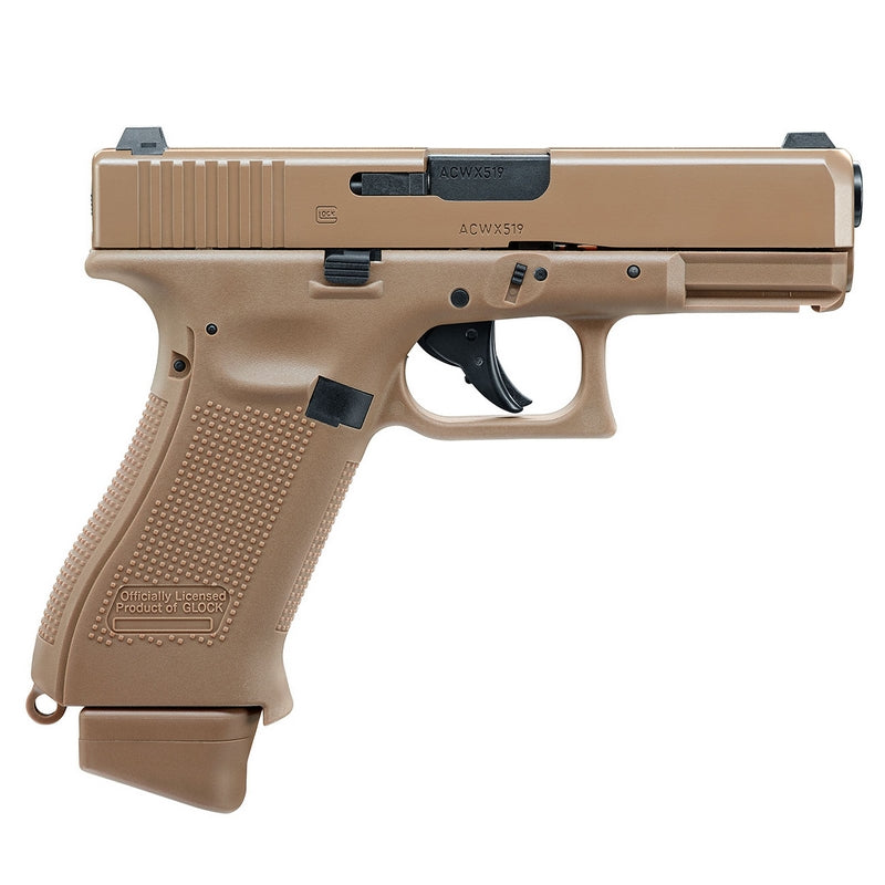 Glock 19X Coyote Tan Co2 GBB Metal Slide Scritte e Loghi Originali by Wg  x Umarex