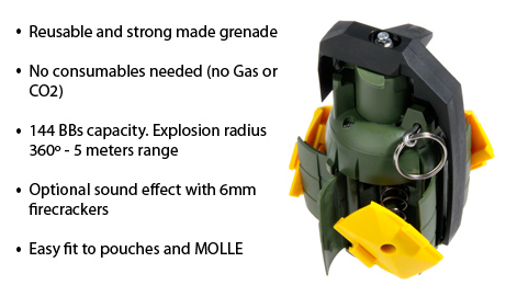 Granata Nuke Fragmention Hand Grenade 140bb Reusable