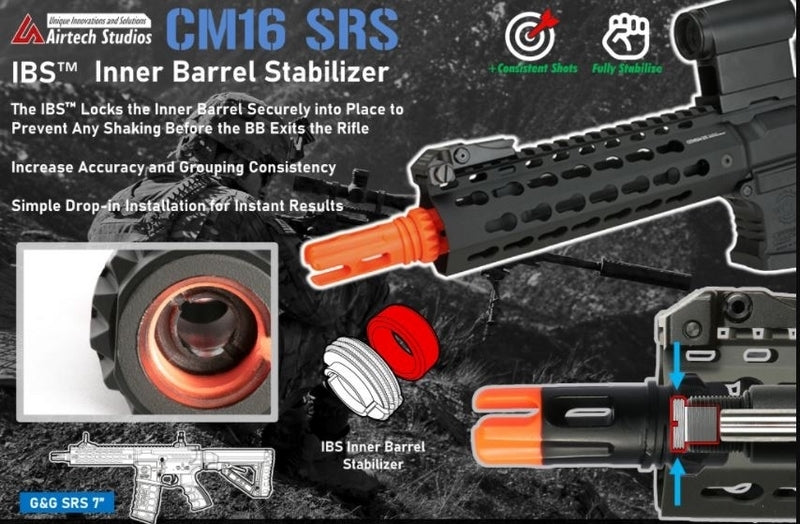IBS G&G CM16 SRS 7inch SR CQB  Inner Barrel Stabilizer by Airtech Studios