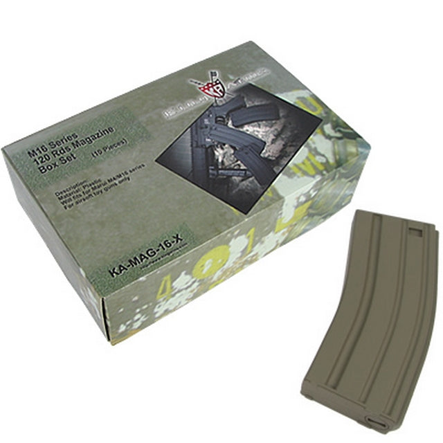 M4-M16 Kit 10 Caricatori Standard 120bb Colorazione DE da 12Obb by King Arms