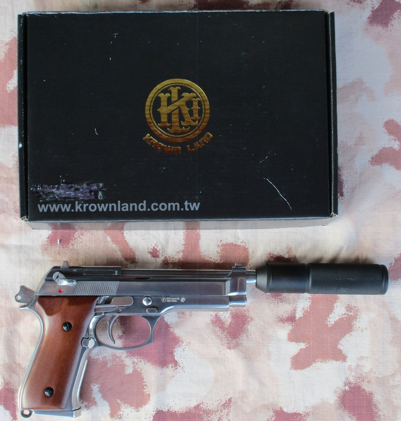 KLI M92 - KL92 Silver Chrome Cromata GBB Full Metal Guancette in Legno by Krown Land Ind
