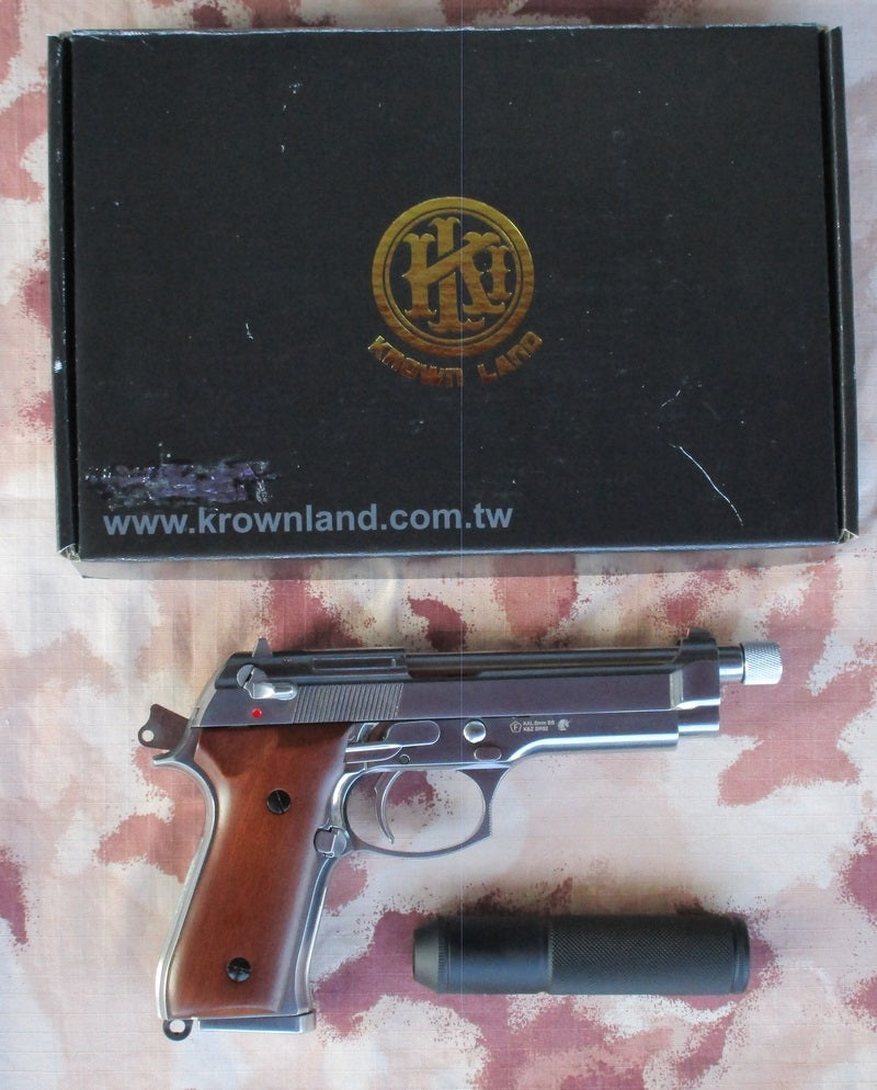KLI M92 - KL92 Silver Chrome Cromata GBB Full Metal Guancette in Legno by Krown Land Ind