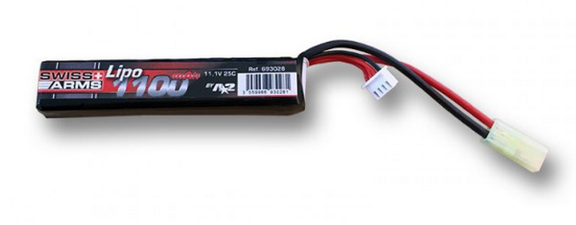 Li-Po Batteria 11,1v 1100mAh 25C  Stick "Tubo Calcio M4" by Swiss Arms