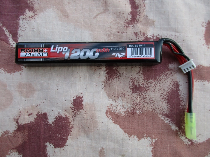 Li-Po Batteria Softair Stick "Tubo Calcio M4" 1200mAh 11,1v 25C by Swiss Arms