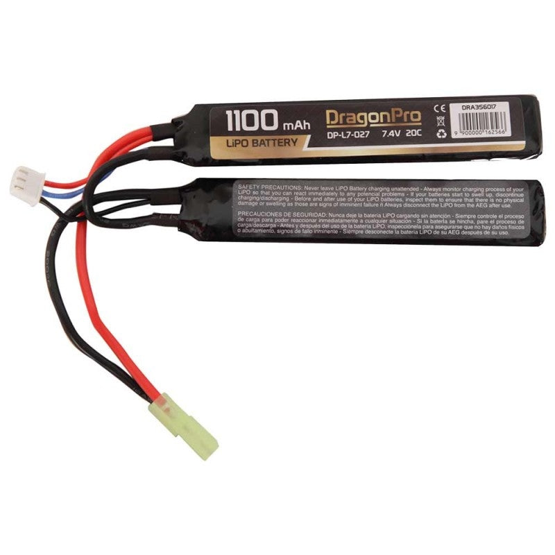 Li-Po Batteria  7.4V 1100mAh 20C (1+1) 103x20x6mm. by DragonPro