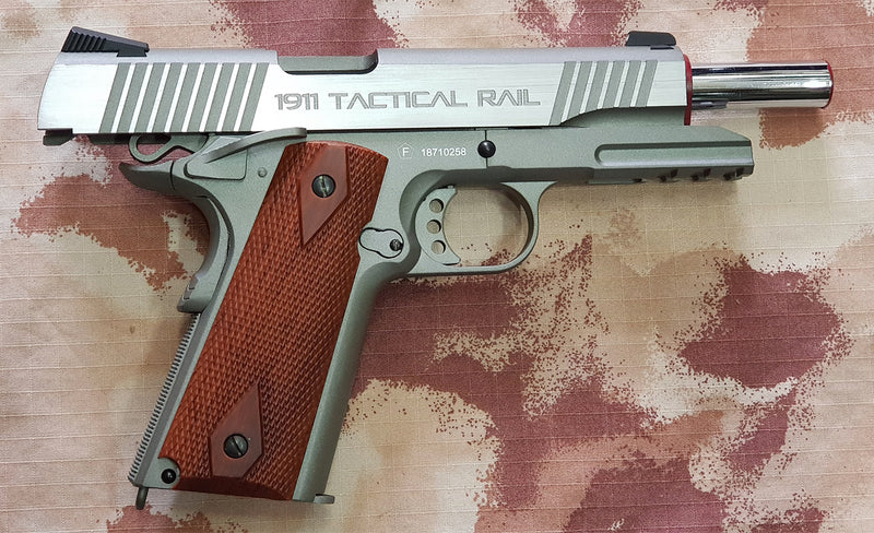 MILBRO 1911 Rail Stainless Version Co2 GBB Full Metal by Kwc