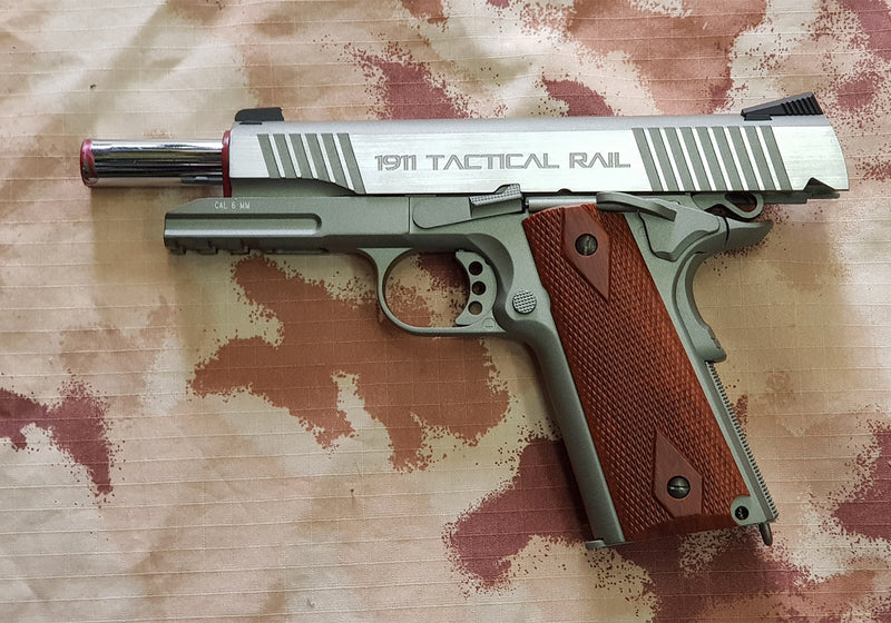 MILBRO 1911 Rail Stainless Version Co2 GBB Full Metal by Kwc