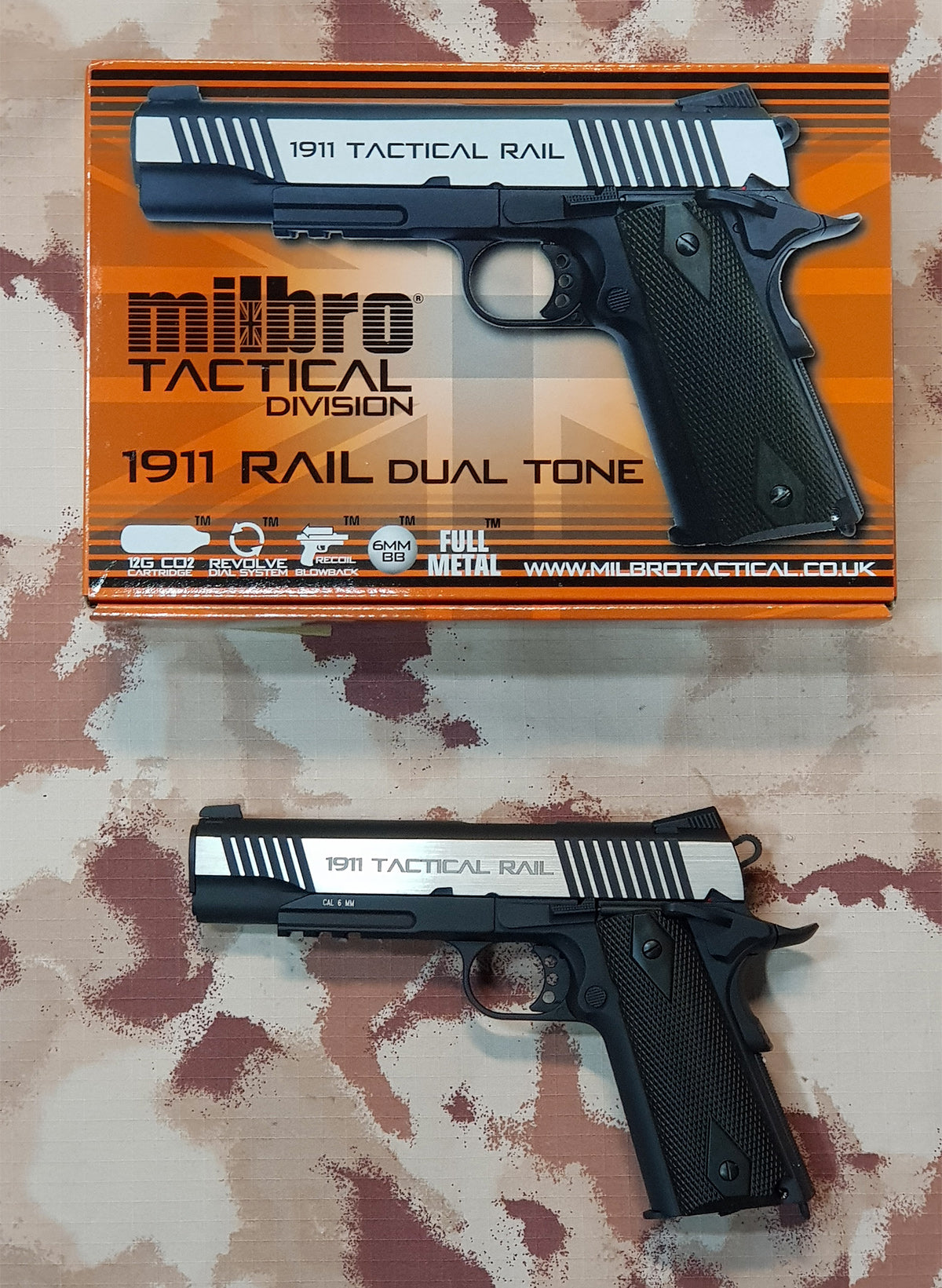 MILBRO 1911 Rail Dualtone Co2 GBB Full Metal by Kwc