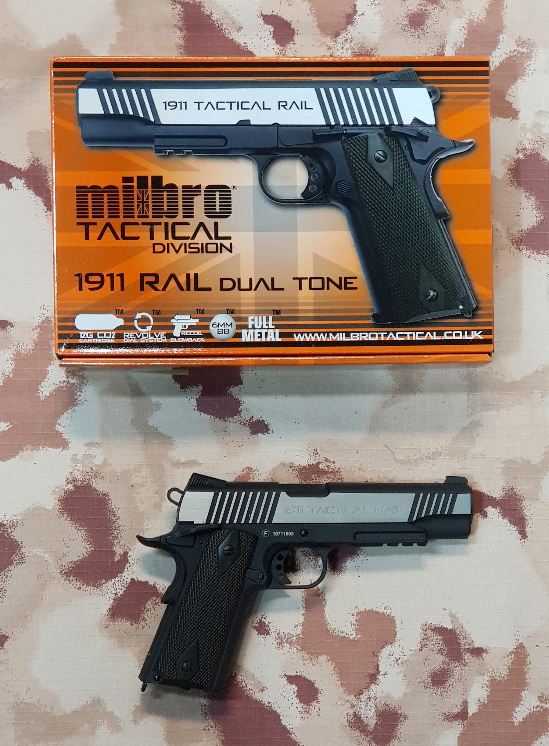 MILBRO 1911 Rail Dualtone Co2 GBB Full Metal by Kwc