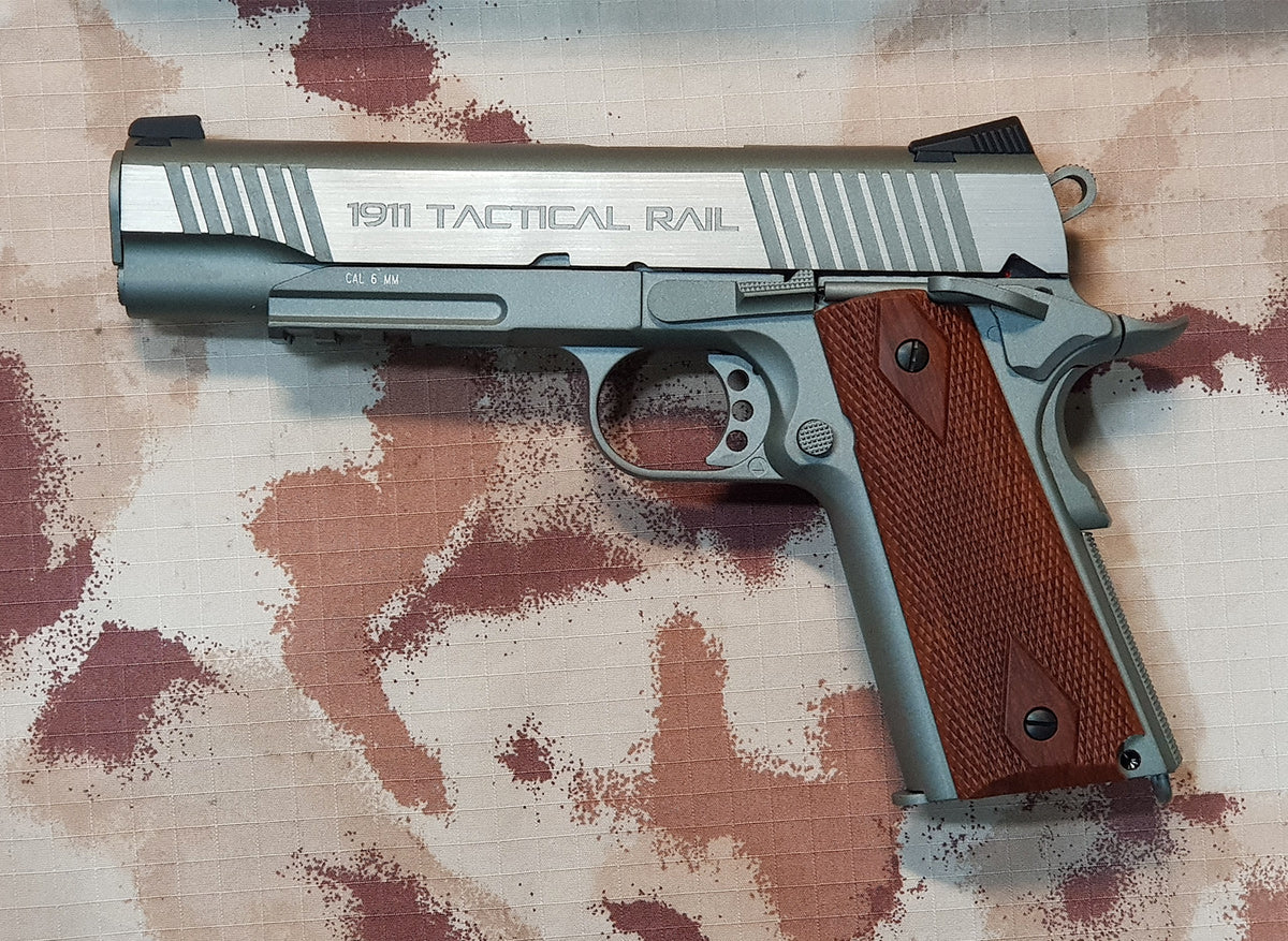 MILBRO 1911 Rail Stainless Version Co2 GBB Full Metal by Kwc