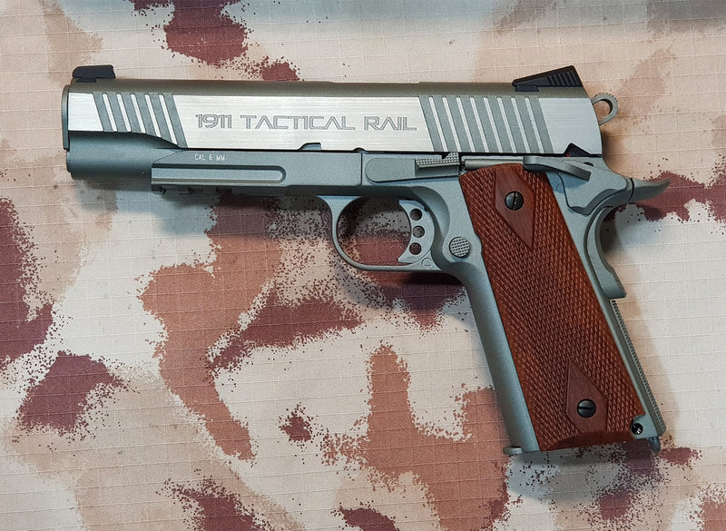 MILBRO 1911 Rail Stainless Version Co2 GBB Full Metal by Kwc