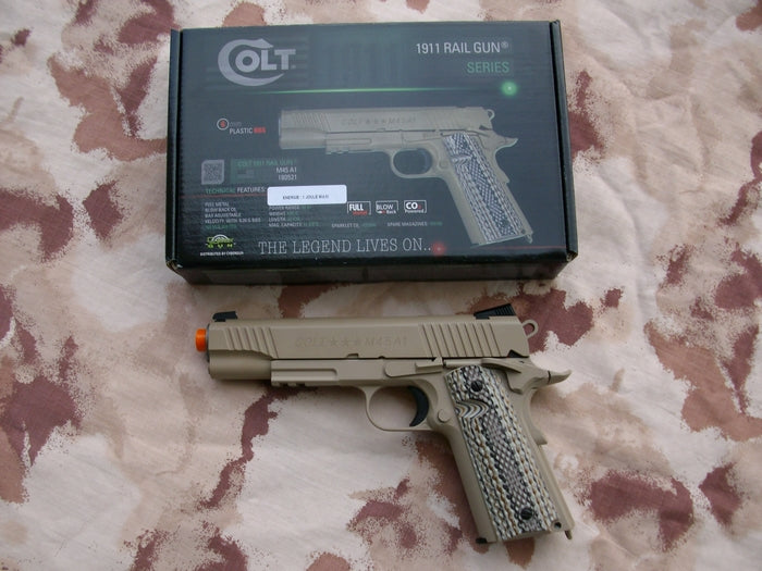 Colt M45A1 Co2 Desert Tan GBB Full Metal Scritte e Loghi Originali by Cybergun