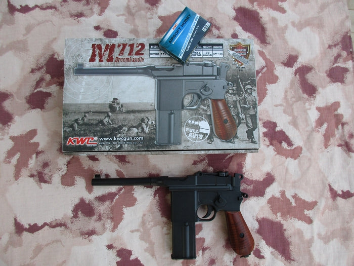 M712 Broomhandle Mauser C96 "Schnell Feuer Pistole" Co2 GBB Full Auto &  Full Metal by Kwc