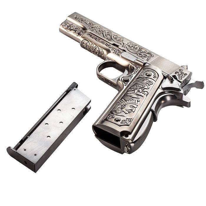 Mexico Druglord 1911A1 GBB Full Metal Satin Chrome Etched by We