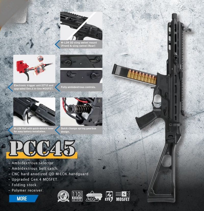 G&G PCC45 SMG 9mm. AEG EGC-PCC-045-BNB-NCM by G&G