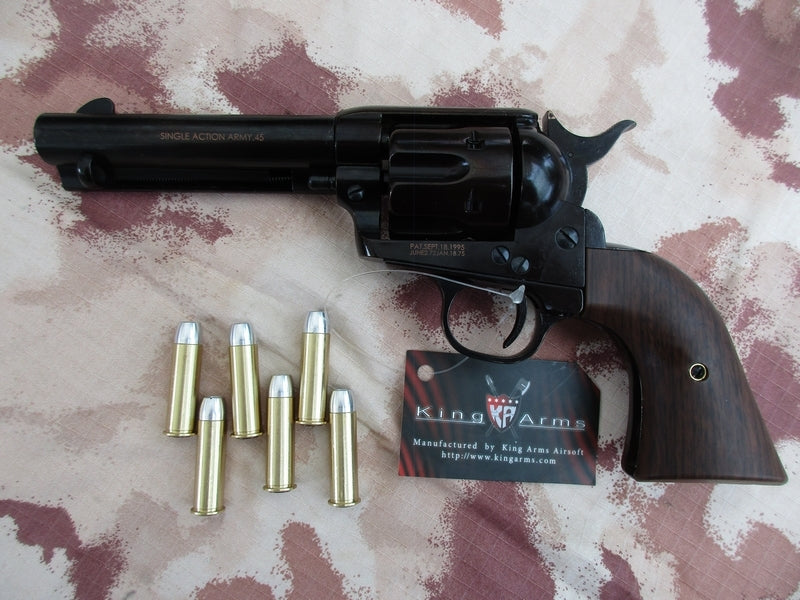 King Arms Peacemaker SAA .45 Revolver 4inch S - Electro Plating BK Gas Action by King Arms