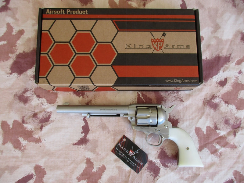 King Arms Peacemaker SAA .45 Revolver 6inch M Silver - Chrome Gas Action by King Arms