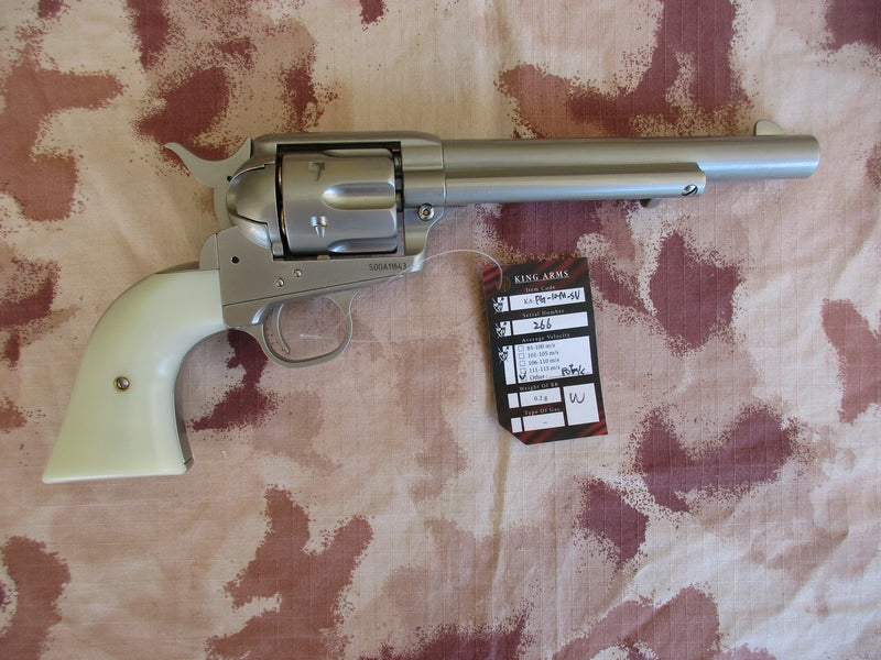 King Arms Peacemaker SAA .45 Revolver 6inch M Silver - Chrome Gas Action by King Arms