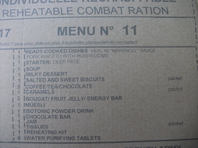 Razioni Riscaldabili Esercito Francese Scadenza Gennaio-Maggio 2017