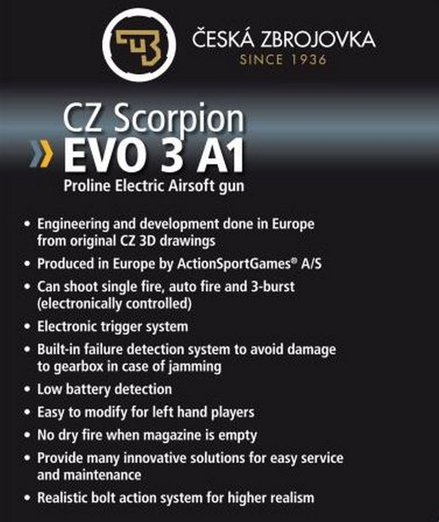 CZ Scorpion Evo 3A1 Blowback M95 Version by Asg