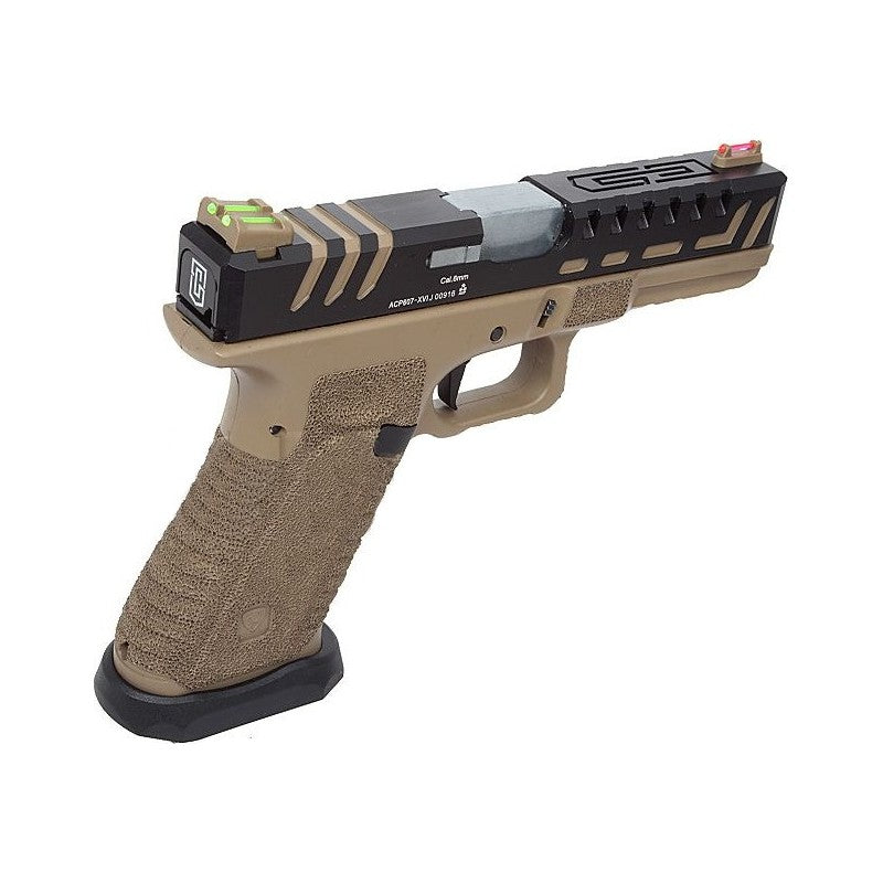 APS AC G17 Scorpion D-MOD Tan Dual Power Co2 GBB Full Metal by Aps