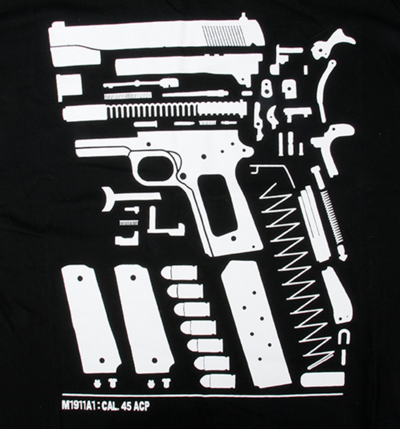 T-Shirt 1911 Cal.45 ACP Exploded View One Way drive by TMC