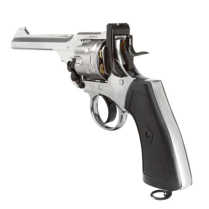 Webley MKVI .455 Service Revolver 1915 Chrome Co2 Full Metal Scritte e Loghi Originali by Gun Heaven