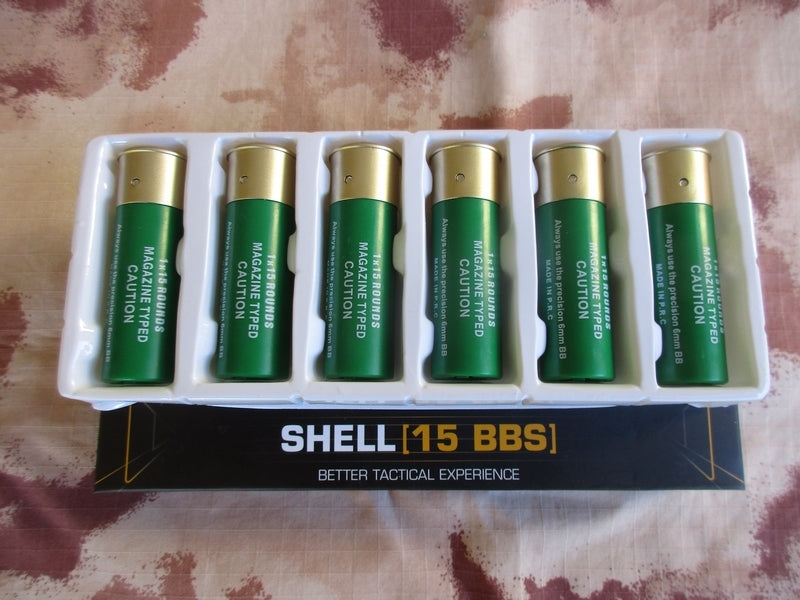 Wosport Shotgun 6 Shells 1 x 15bb Green Kit Cartucce Fucile a Pompa by Wosport