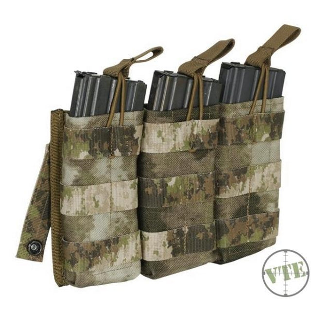 A-TACS M4-M16 Triple Open Top Mag  Pouch With Bungee System